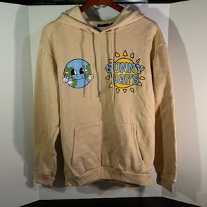 NWOT Chemistry Sunny Days Better Than Great Graphic Hoodie/Sweatshirt Tan Size L